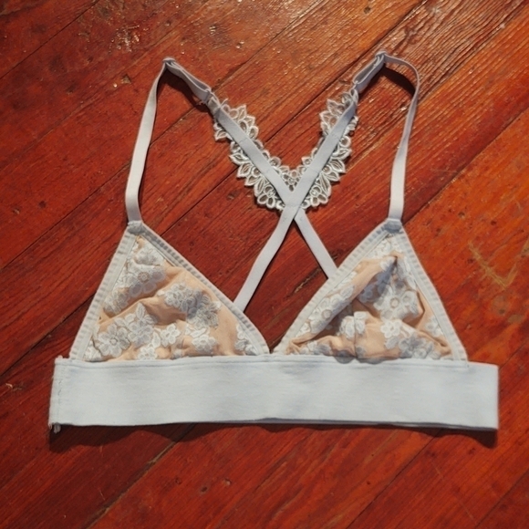 PINK Victoria's Secret Other - Pink Light Blue Lace Bralette with Crossover Straps Sz S/M?
